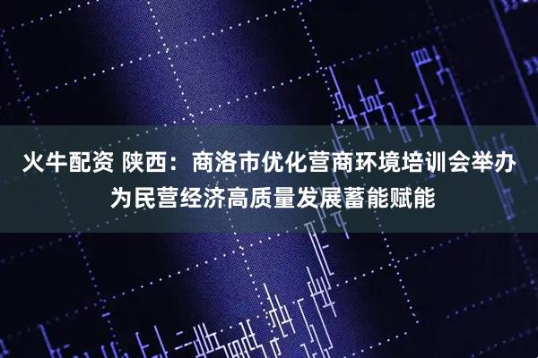 火牛配资 陕西：商洛市优化营商环境培训会举办 为民营经济高质量发展蓄能赋能